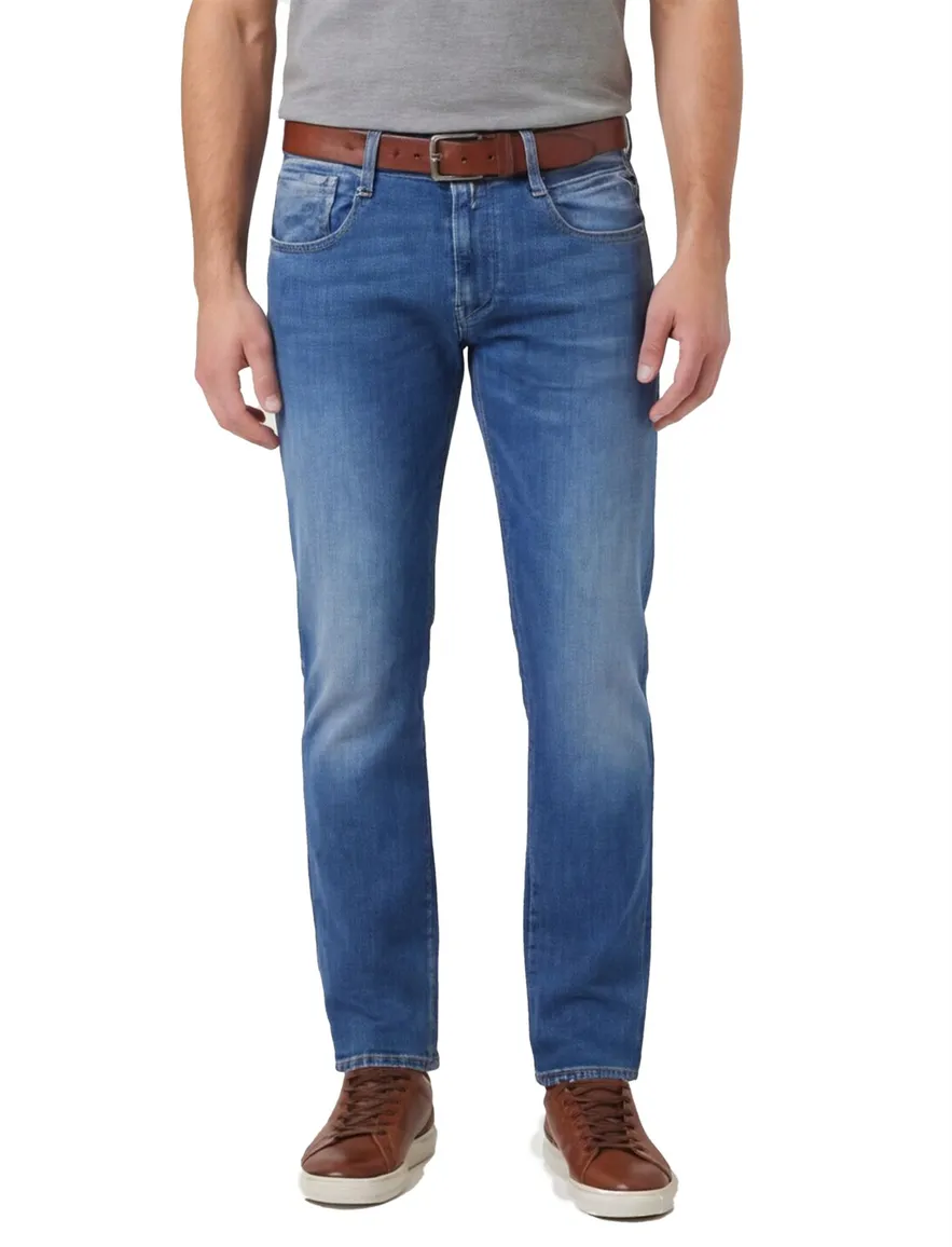 Replay 5-pocket anbass jeans blauw katoen