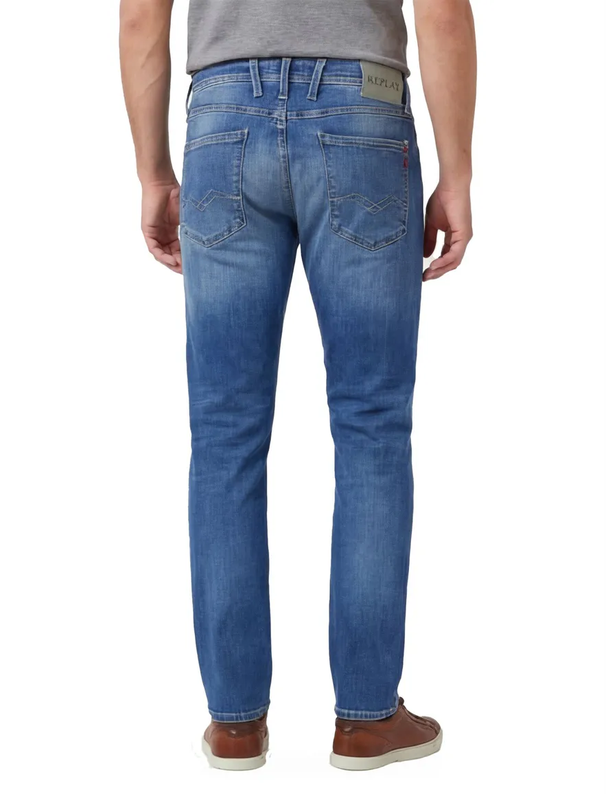 Replay 5-pocket anbass jeans blauw katoen