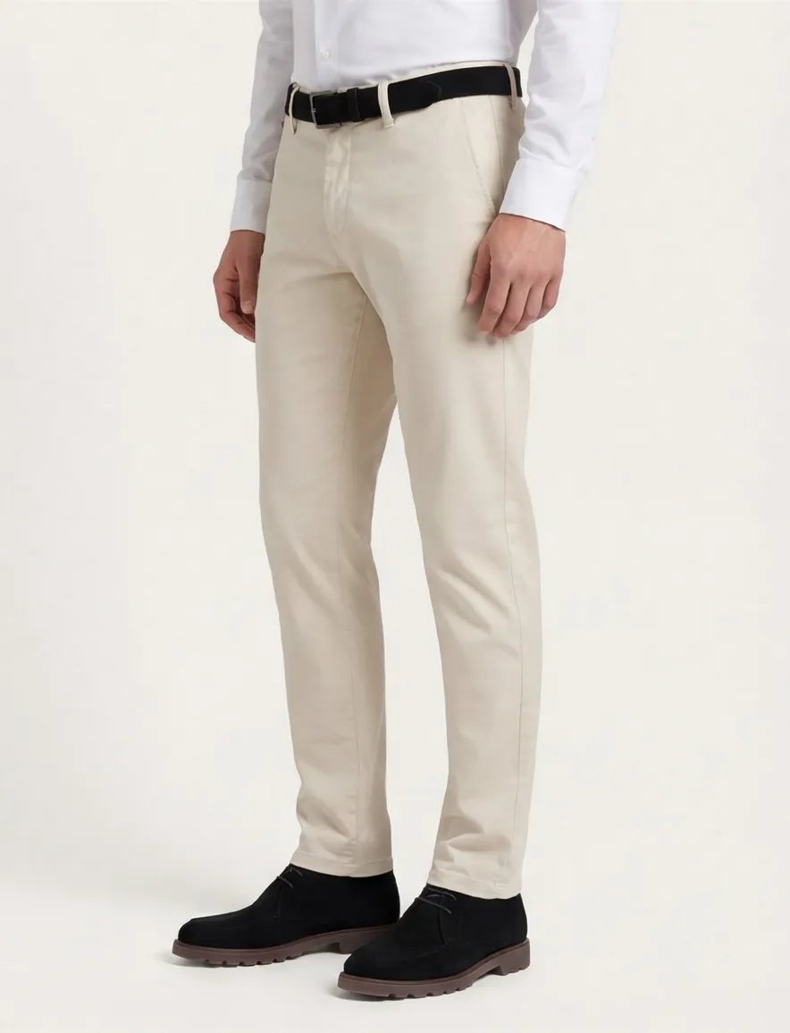 Replay Grover Pantalon chino beige effen slim fit katoen