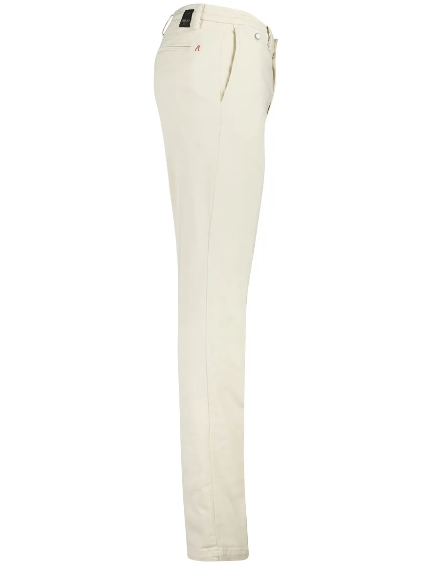 Replay Grover Pantalon chino beige effen slim fit katoen