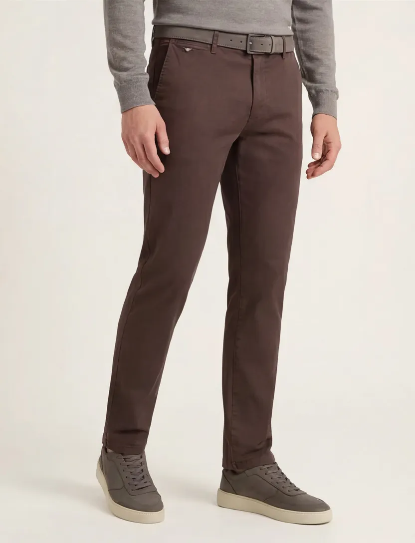 Replay Benn pantalon chino bruin katoen