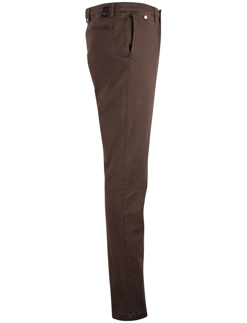 Replay Benn pantalon chino bruin katoen