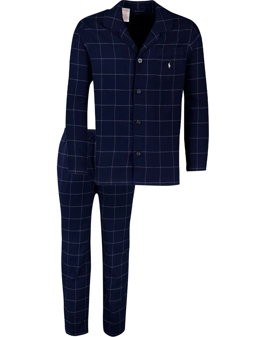 Polo Ralph Lauren Pyjama donkerblauw ruit 100% katoen