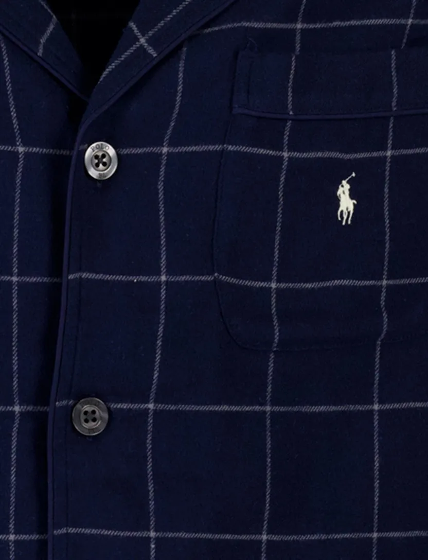 Polo Ralph Lauren Pyjama donkerblauw ruit 100% katoen
