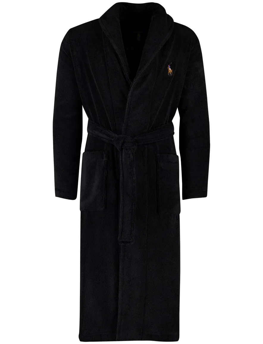 Zwarte Polo Ralph Lauren bear badjas katoen