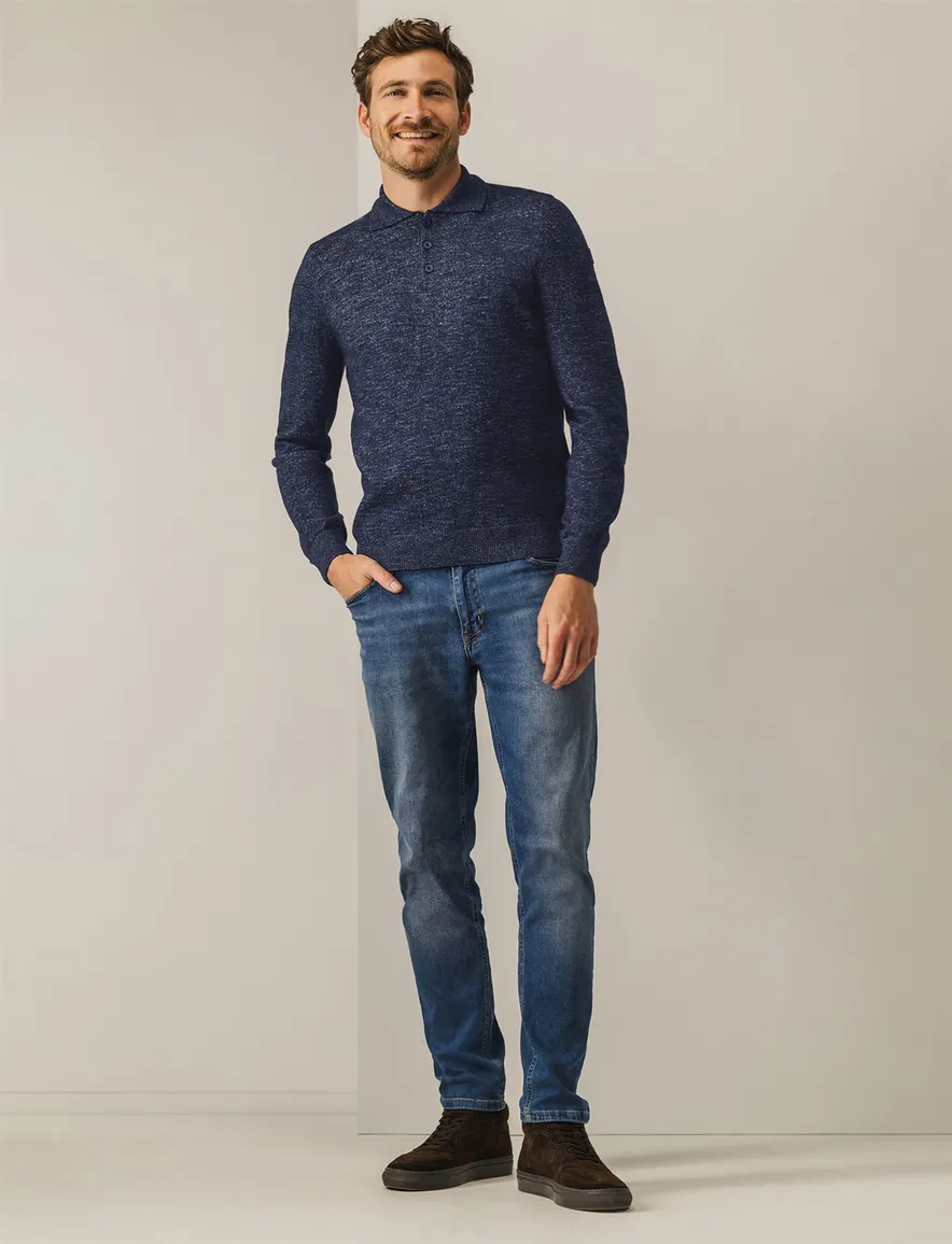 State of Art polo lange mouw donkerblauw