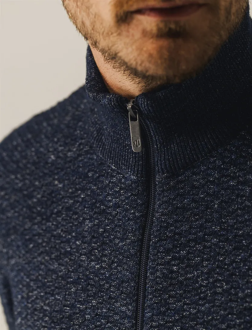 vest State of Art Regular Fit donkerblauw gemeleerd
