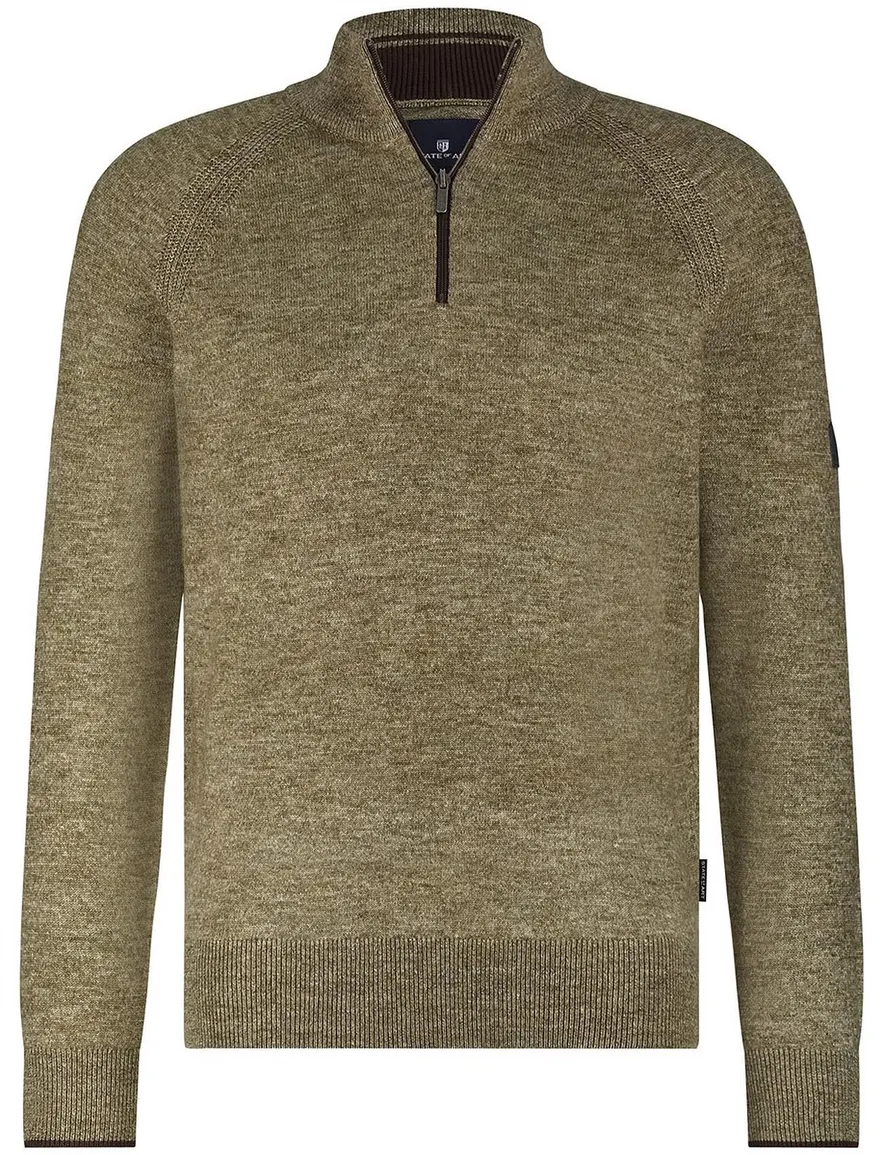 State of Art half zip trui gemeleerd groen