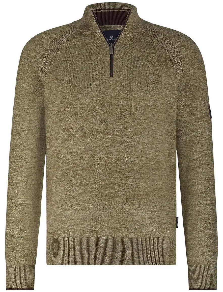 State of Art half zip trui gemeleerd groen