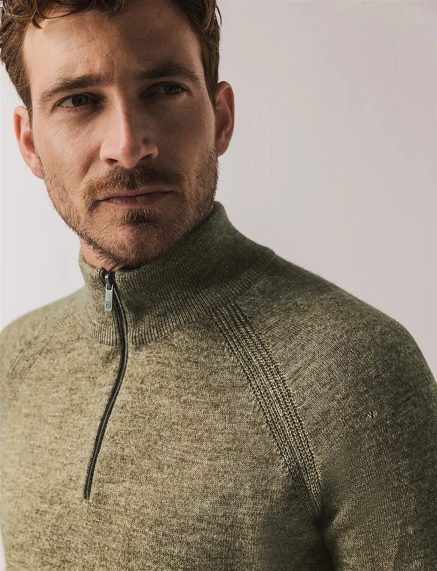 State of Art half zip trui gemeleerd groen