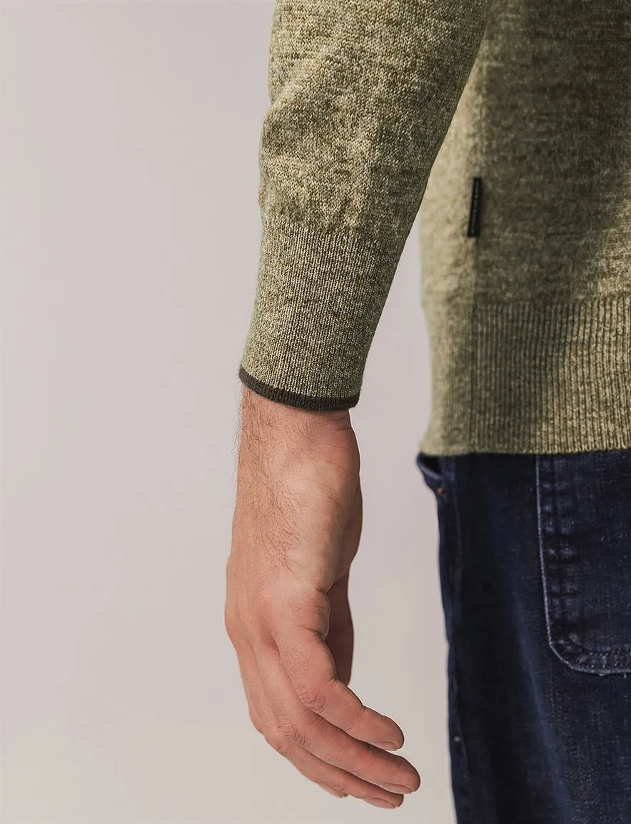 State of Art half zip trui gemeleerd groen