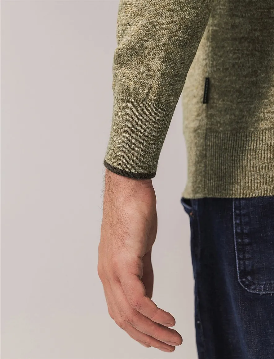 State of Art half zip trui gemeleerd groen
