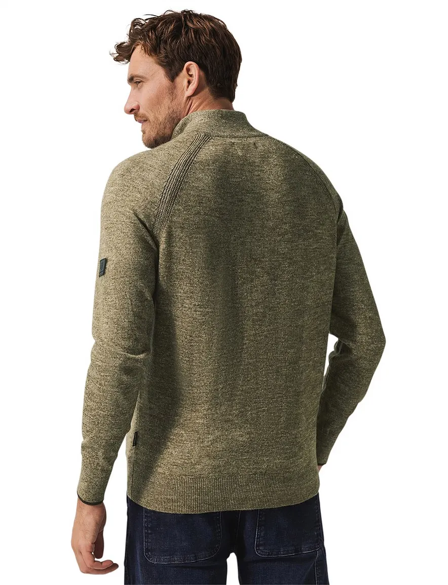 State of Art half zip trui gemeleerd groen