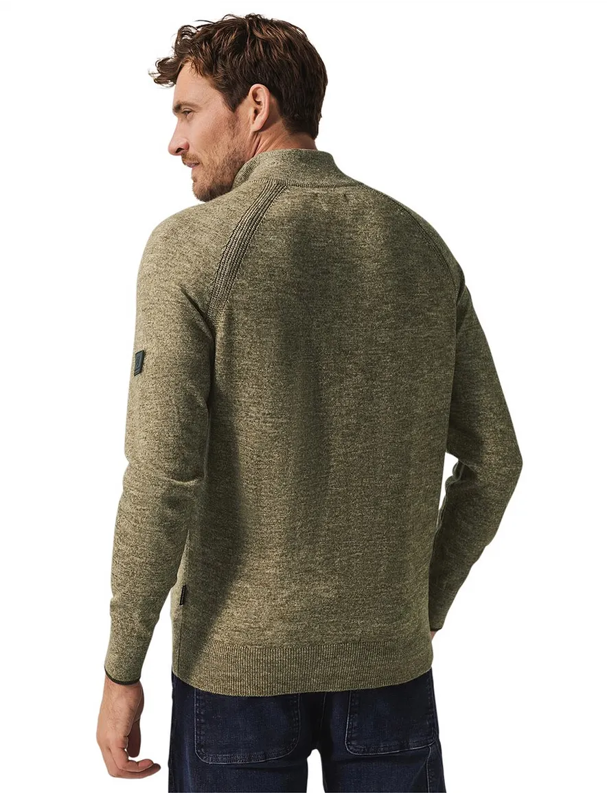 State of Art half zip trui gemeleerd groen