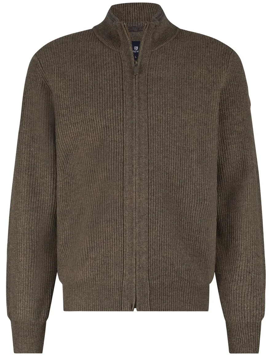State of Art vest bruin effen gebreid
