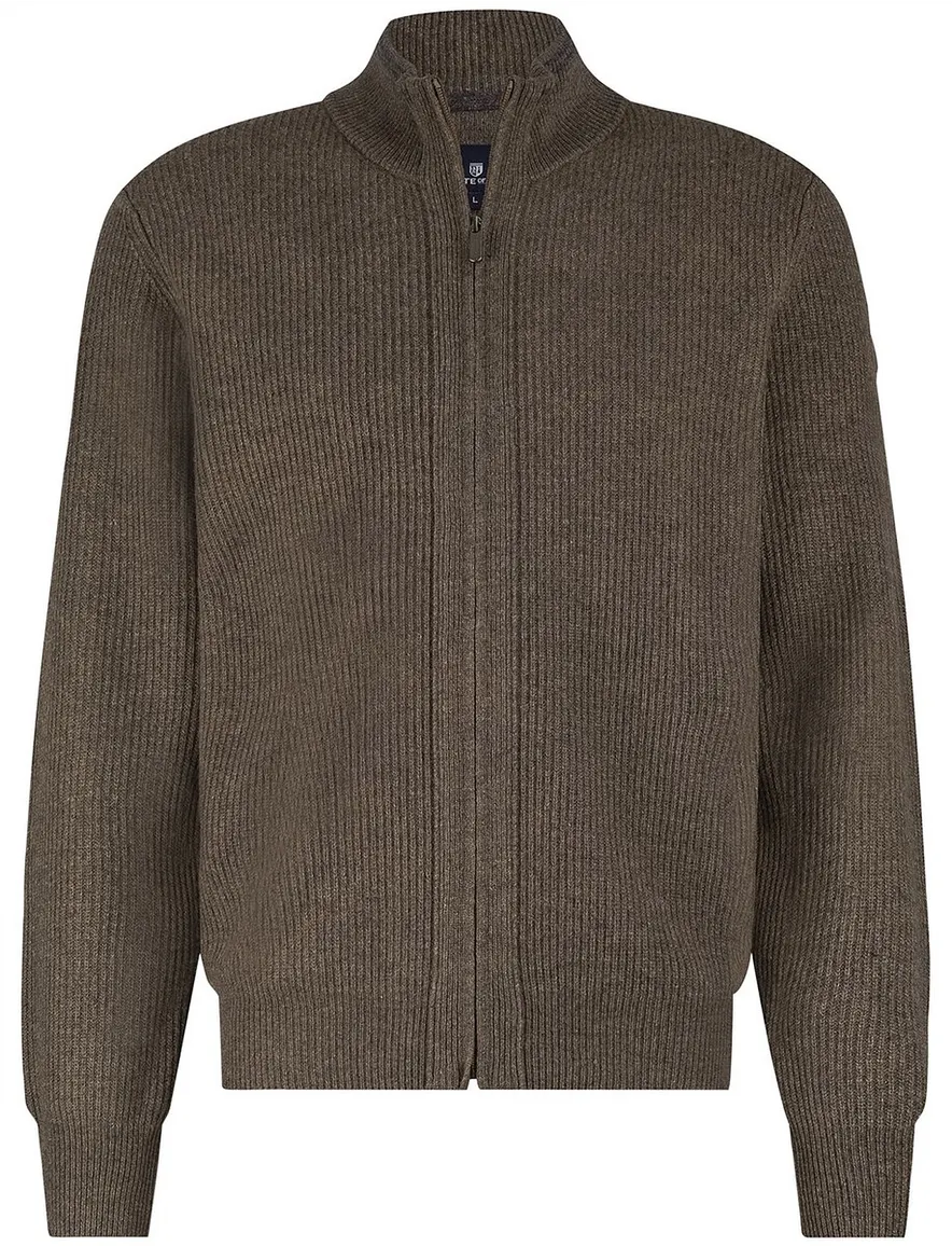 State of Art vest bruin effen gebreid