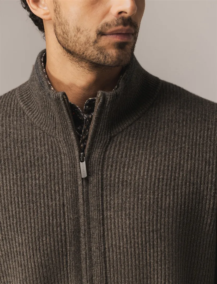 State of Art vest bruin effen lamswol