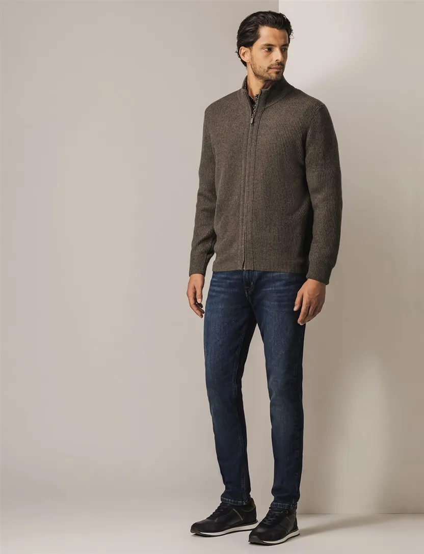 State of Art vest bruin effen lamswol