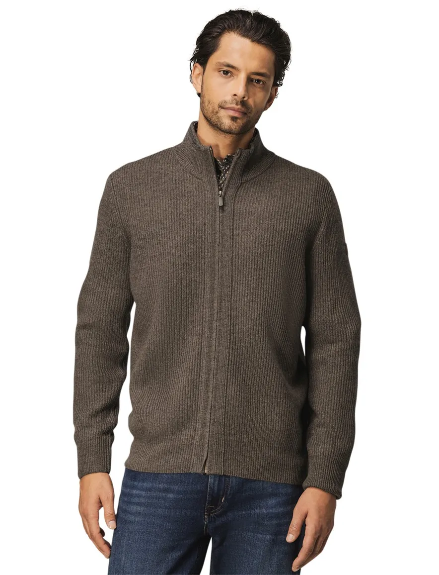State of Art vest bruin effen gebreid