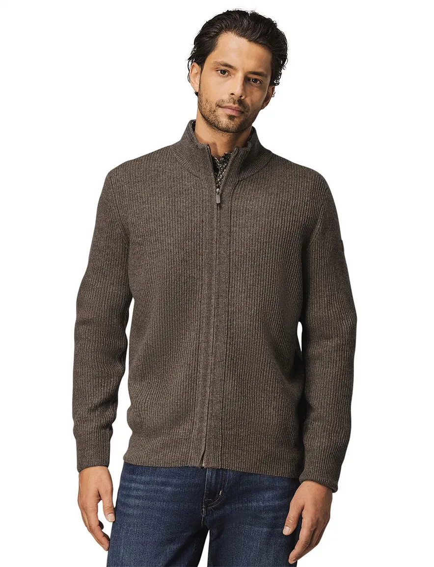 State of Art vest bruin effen gebreid