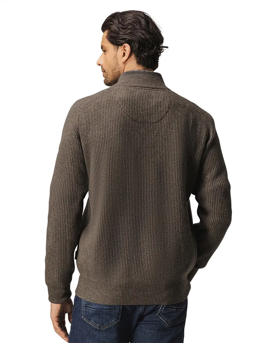 State of Art vest bruin effen gebreid