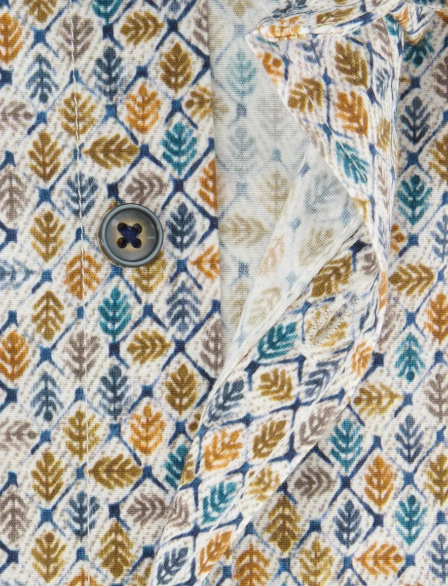 State of Art casual overhemd geel blauw geprint katoen