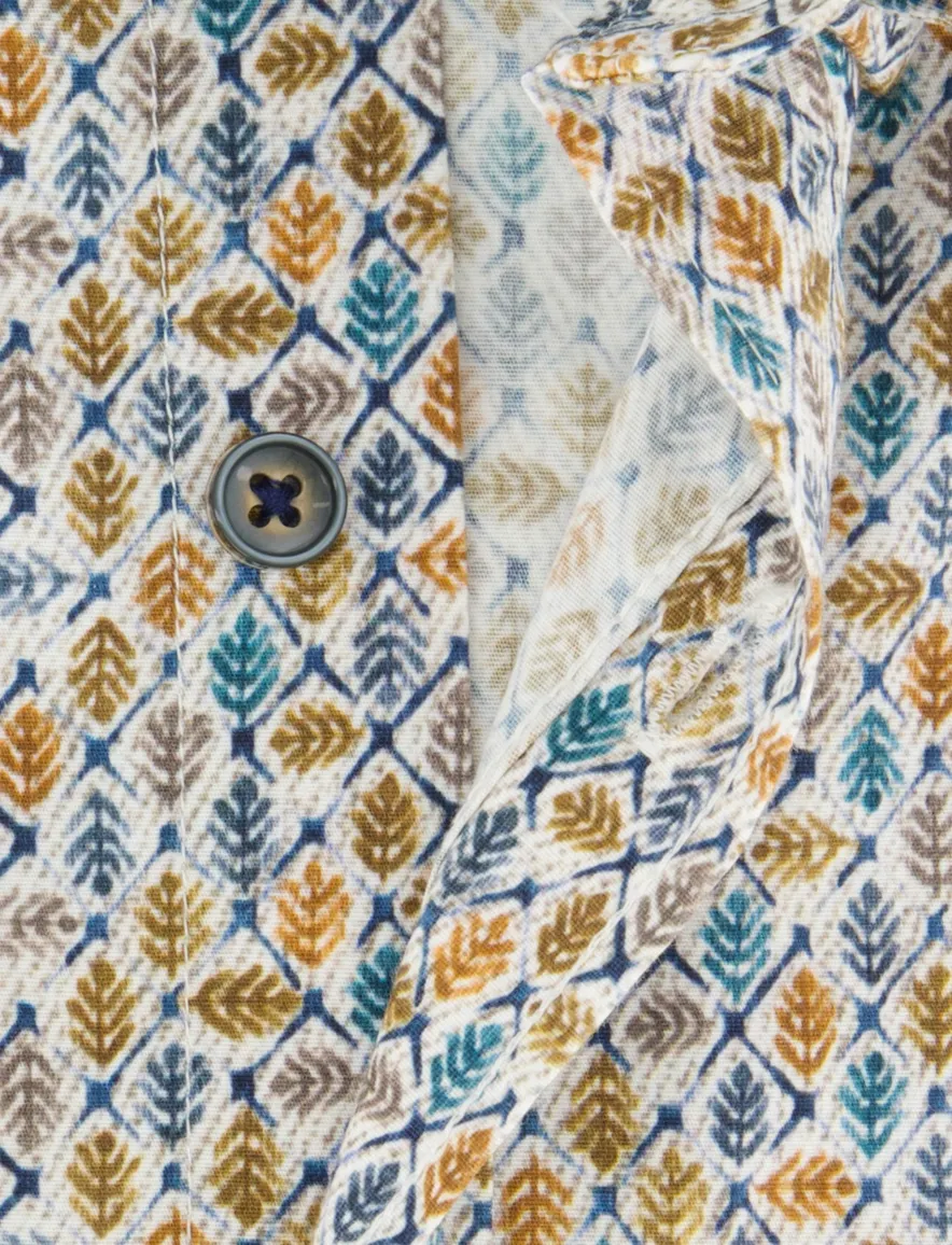 State of Art overhemd geel blauw patroon