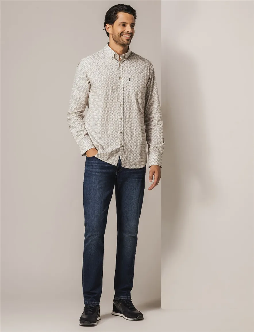 State of Art overhemd geprint button-down collar met borstzak