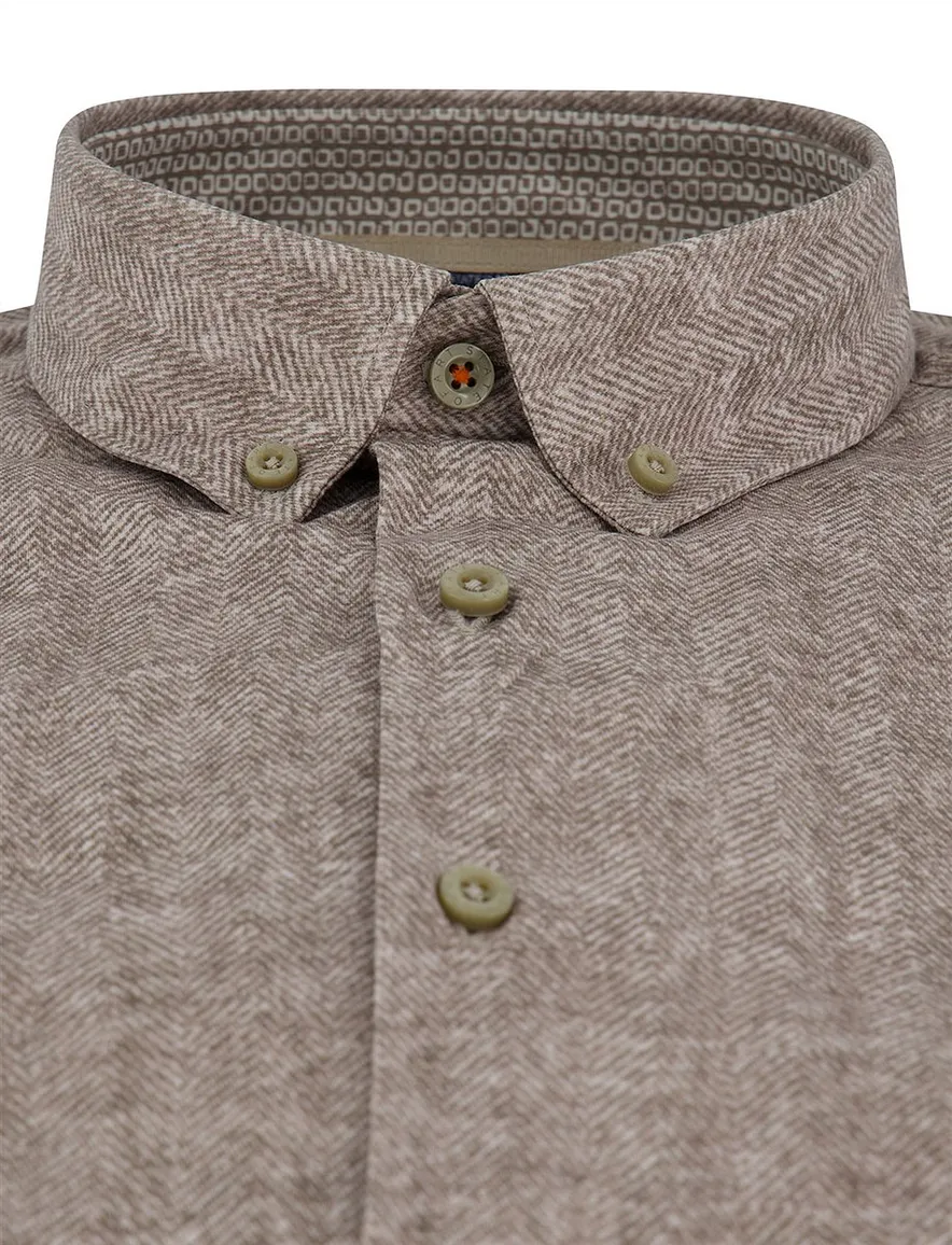 State of Art Overhemd Beige visgraat
