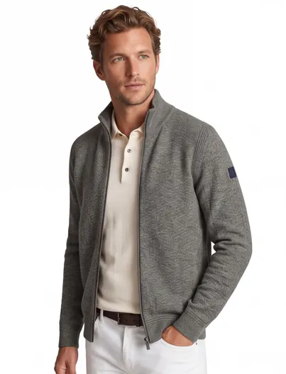 State of Art State of Art vest grijs gemeleerd gebreid