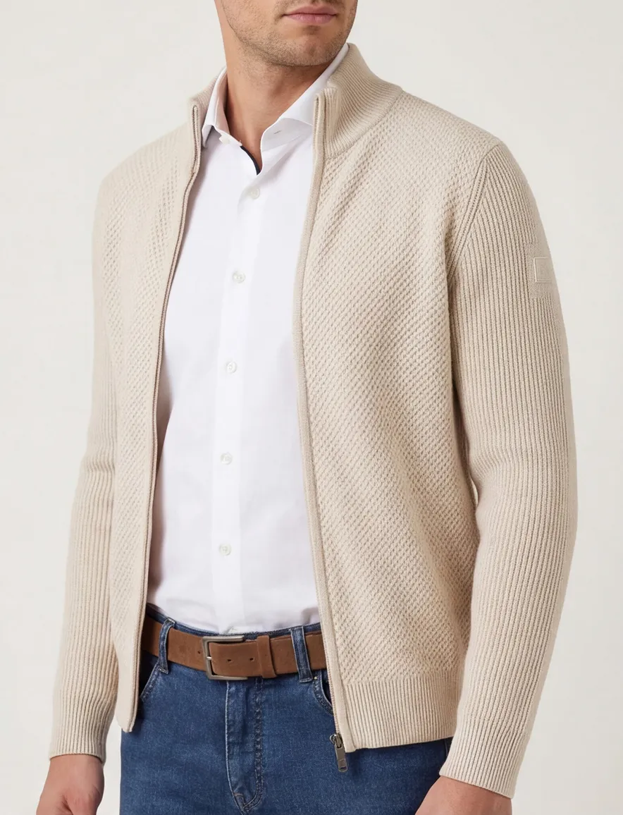 State of Art Vest beige gebreid lamswol