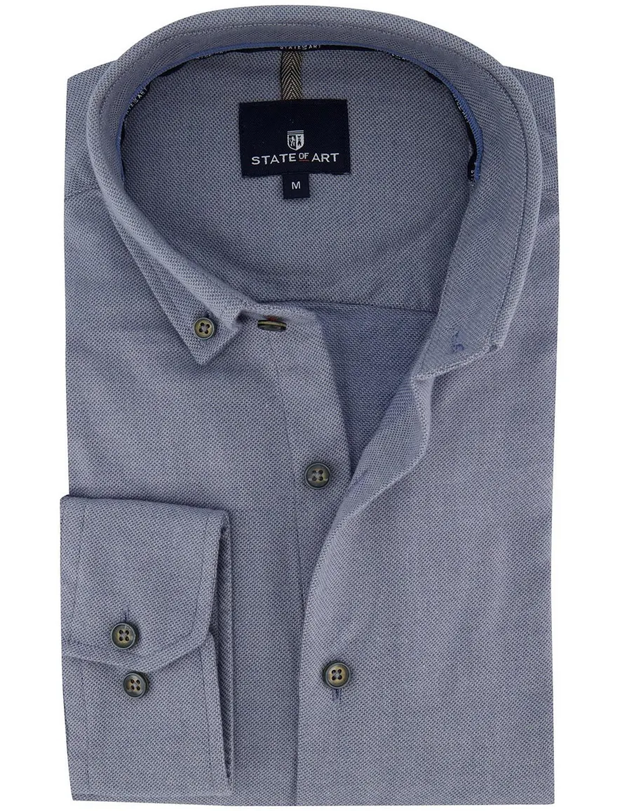 State of Art Overhemd blauw button down boord