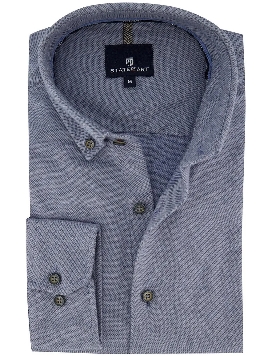 State of Art Overhemd blauw button down boord