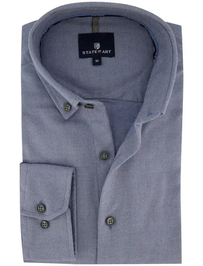 State of Art Wijde fit flanel overhemd State of Art katoen donkerblauw