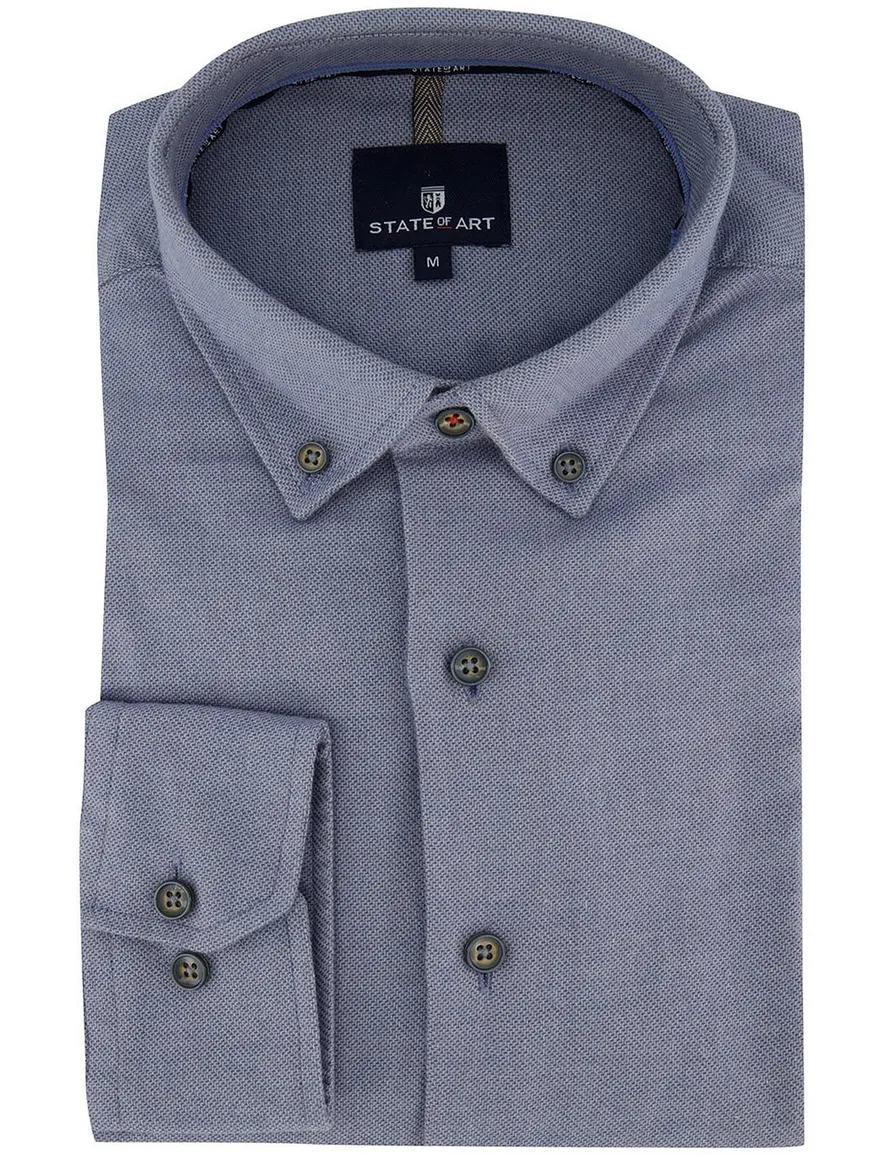 State of Art Overhemd blauw button down boord