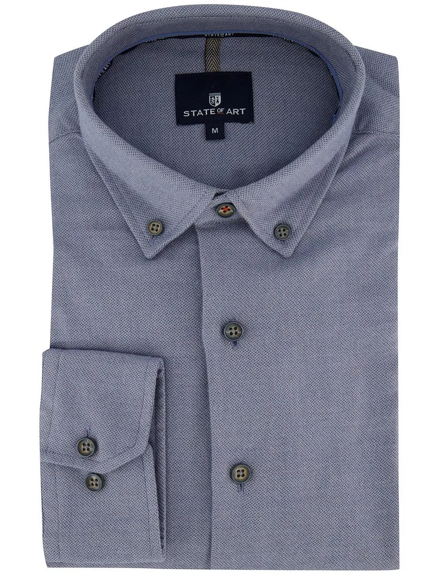 State of Art Overhemd blauw button down boord