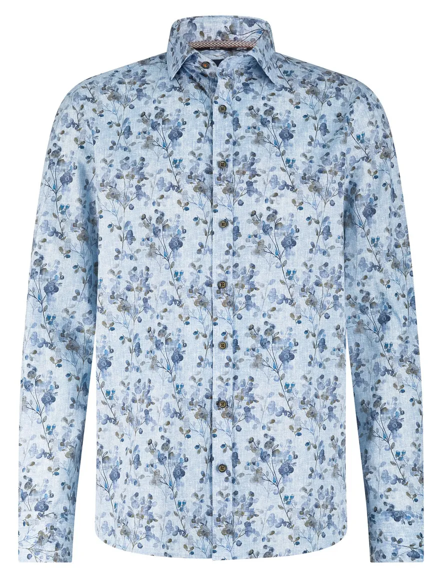 State of Art wijde fit casual overhemd blauw print