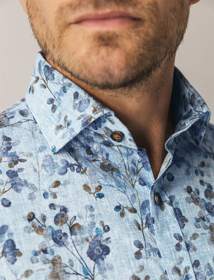 State of Art wijde fit casual overhemd blauw print