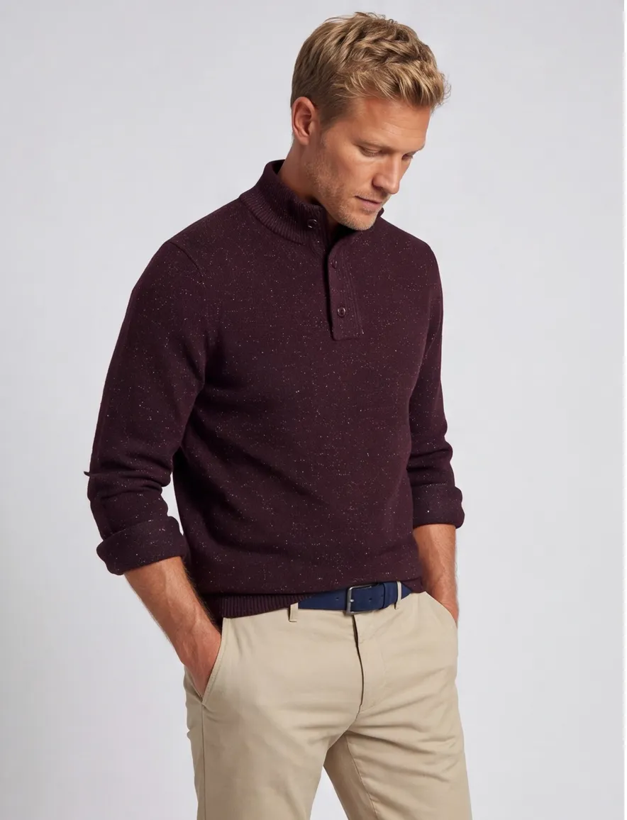 State of art trui bordeaux half zip wijde fit