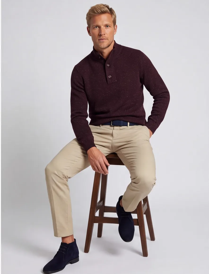 State of art trui bordeaux half zip wijde fit