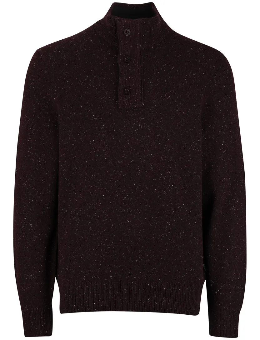 State of art bordeaux trui half zip wijde fit