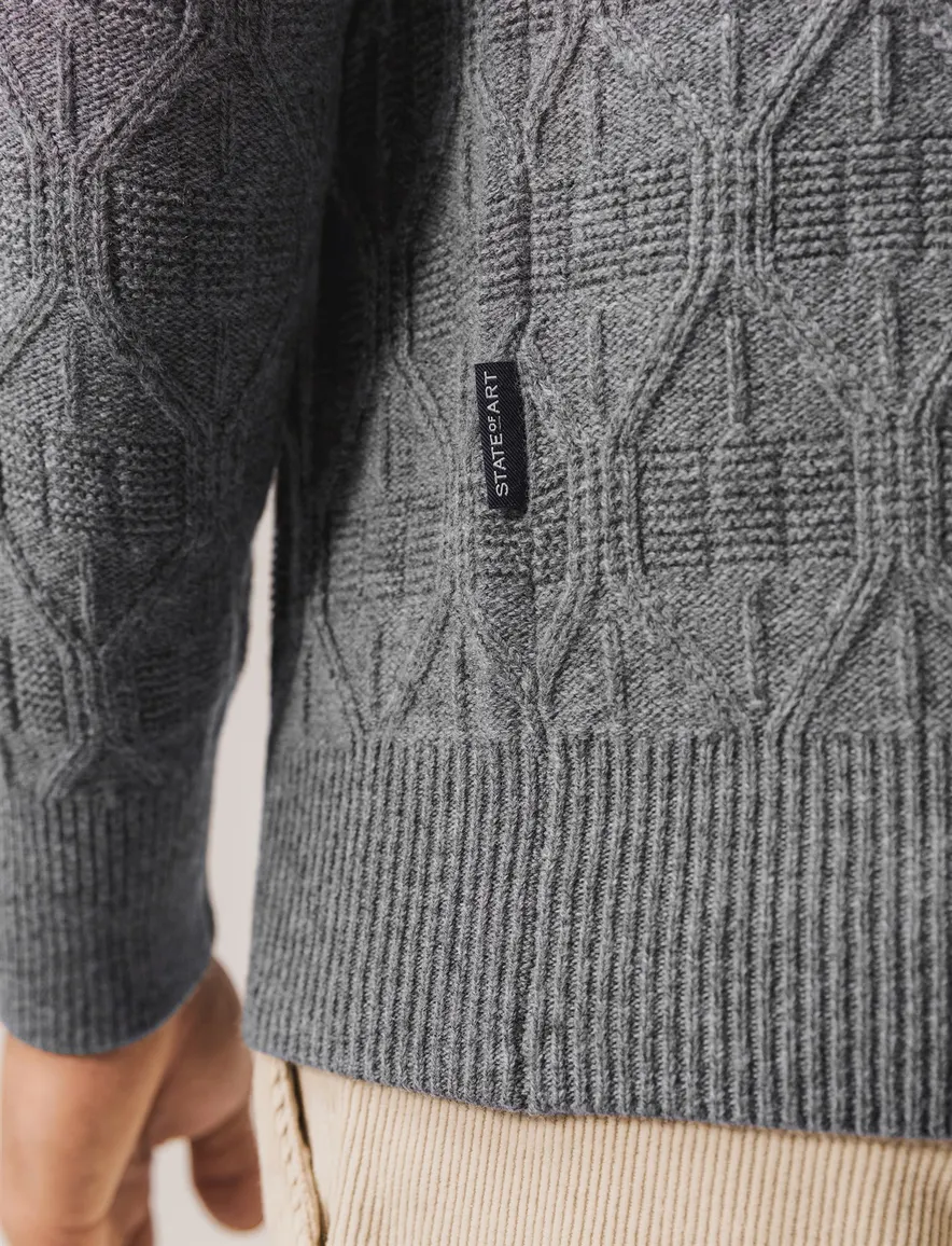 State of Art trui grijs knitted