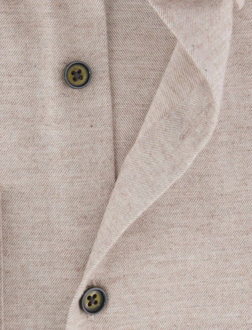 State of Art overhemd katoen beige gemêleerd button-down collar