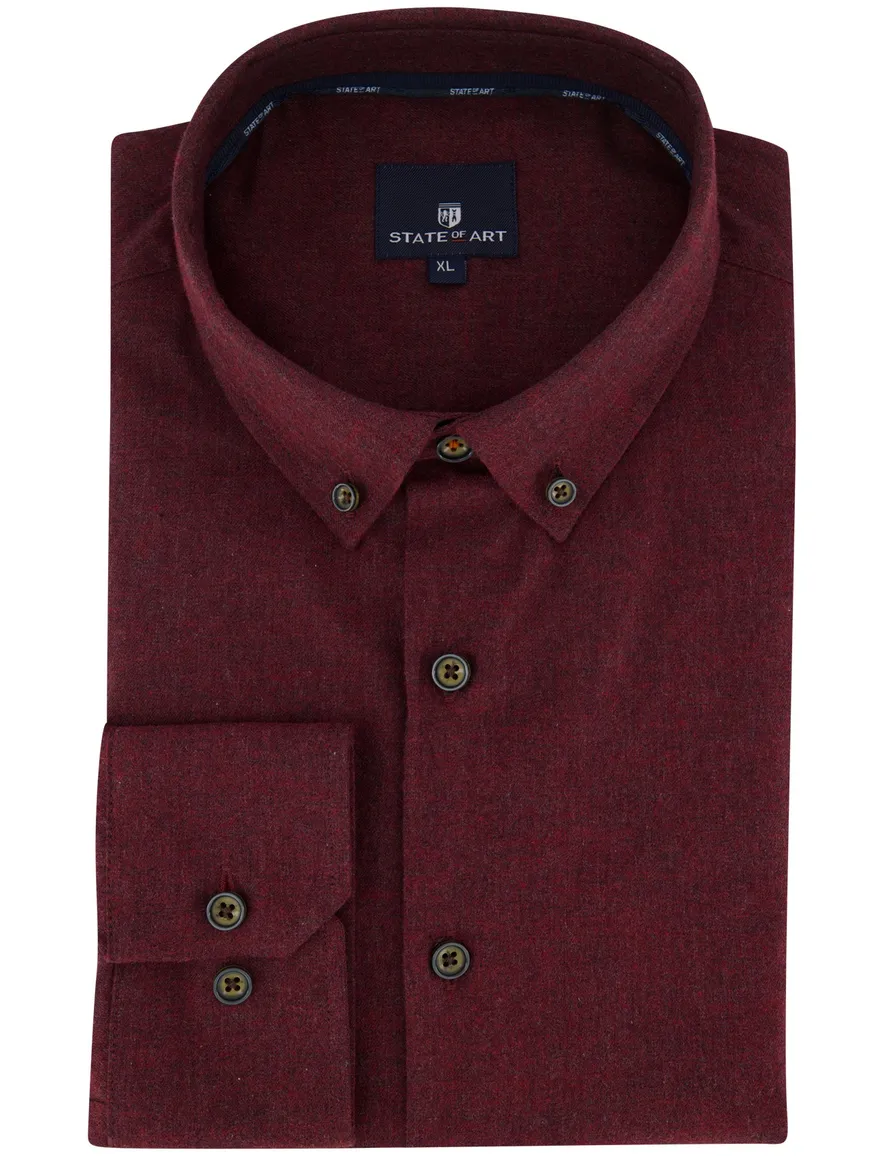 State of Art overhemd ml 5 bordeaux katoen