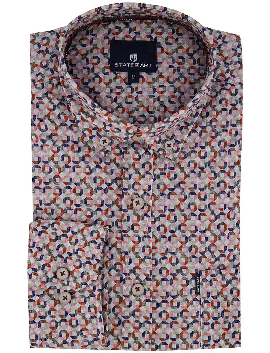 State of Art Overhemd rood print blauw roze