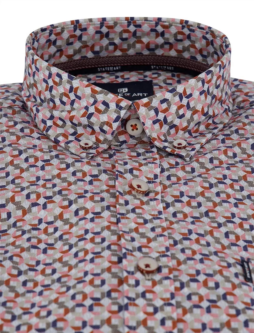 State of Art Overhemd rood print blauw roze
