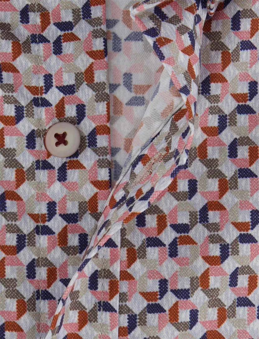 Roze blauw geprint overhemd State of Art wijde fit