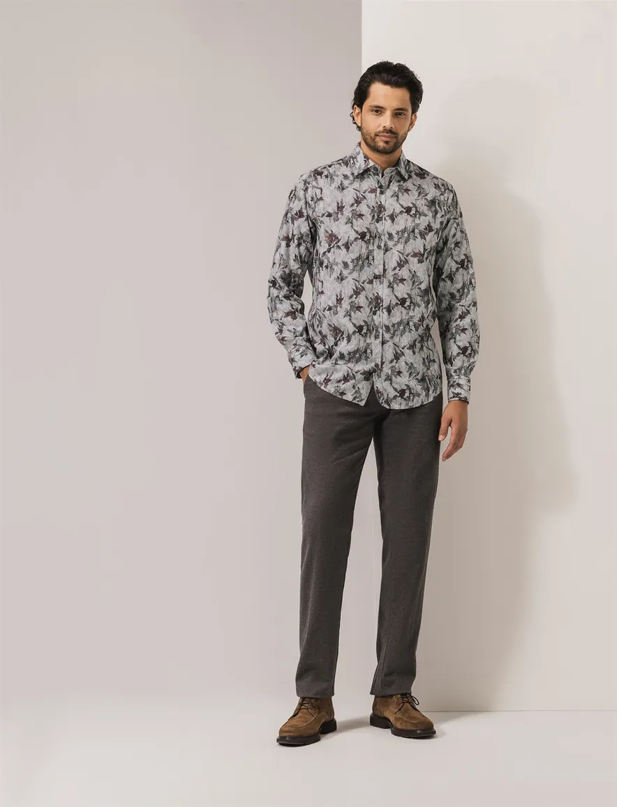 State of Art Shirt overhemd bruin geprint