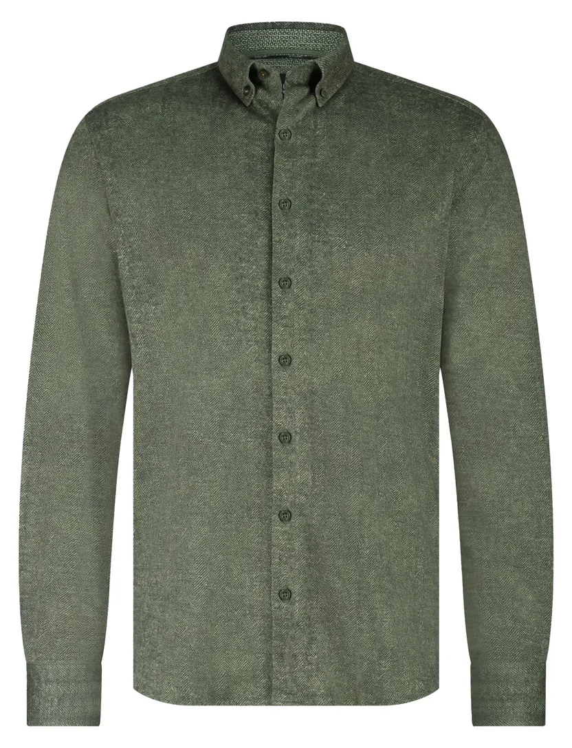 Overhemd State of Art groen visgraat button down boord