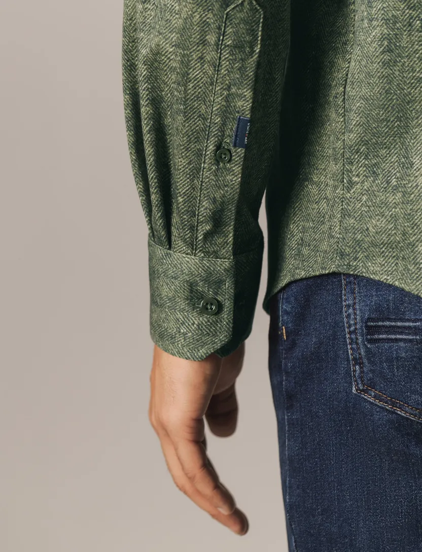 Overhemd State of Art groen visgraat button down boord